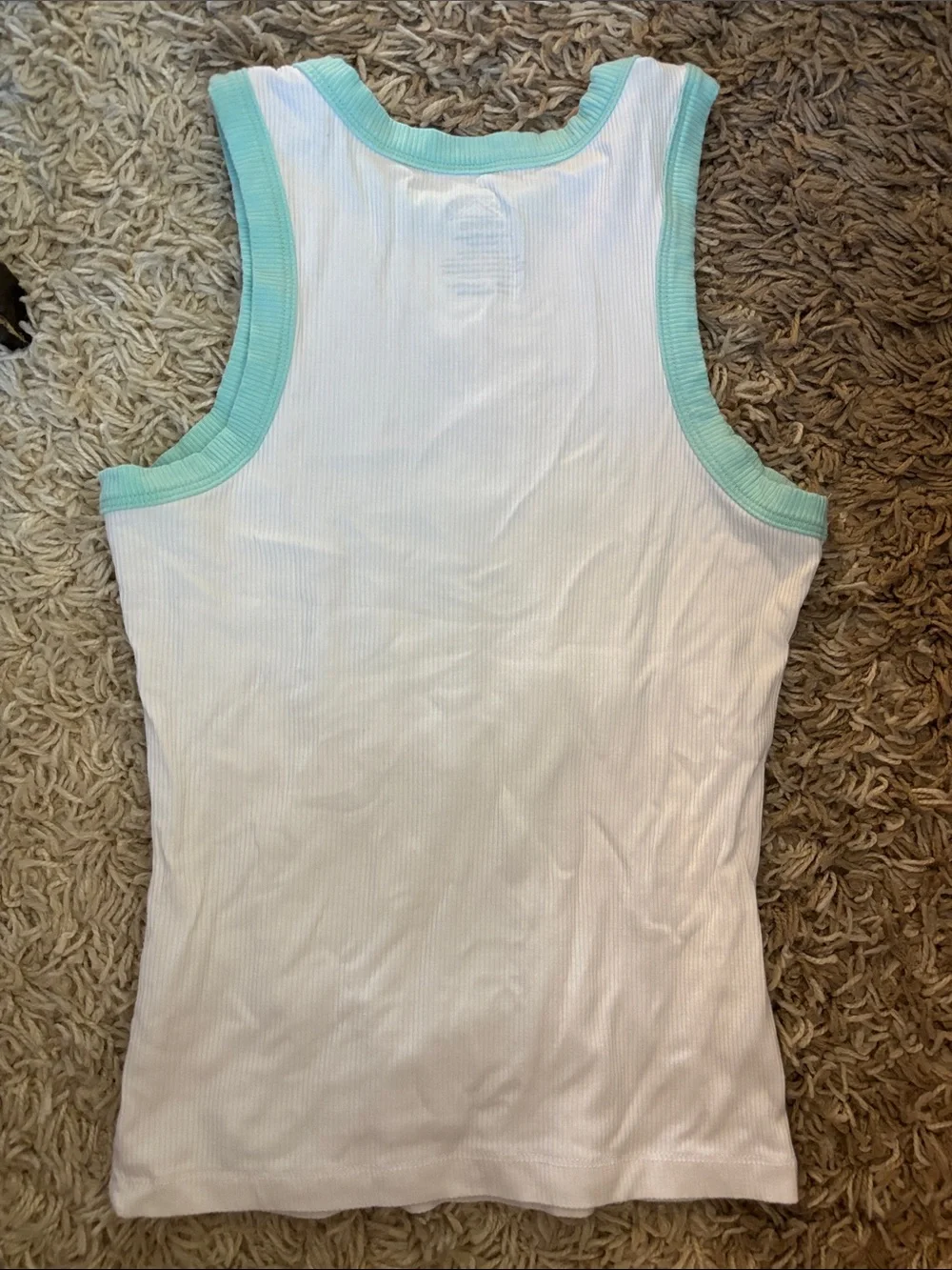 Palm Springs Graphic Tank Top - White with Mint Trim